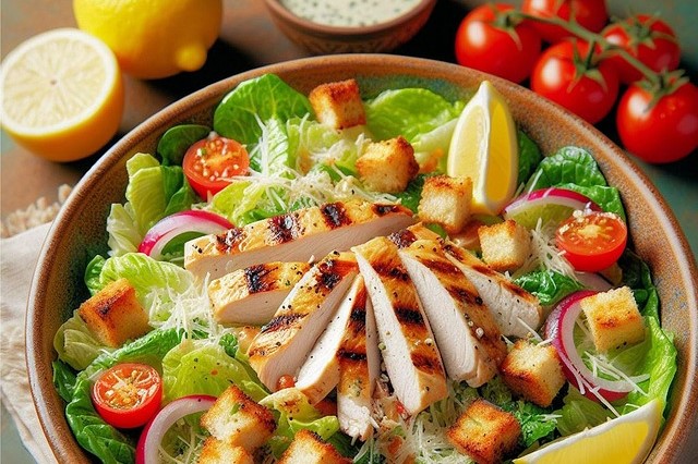 Salat mit Hähnchenbruststreife