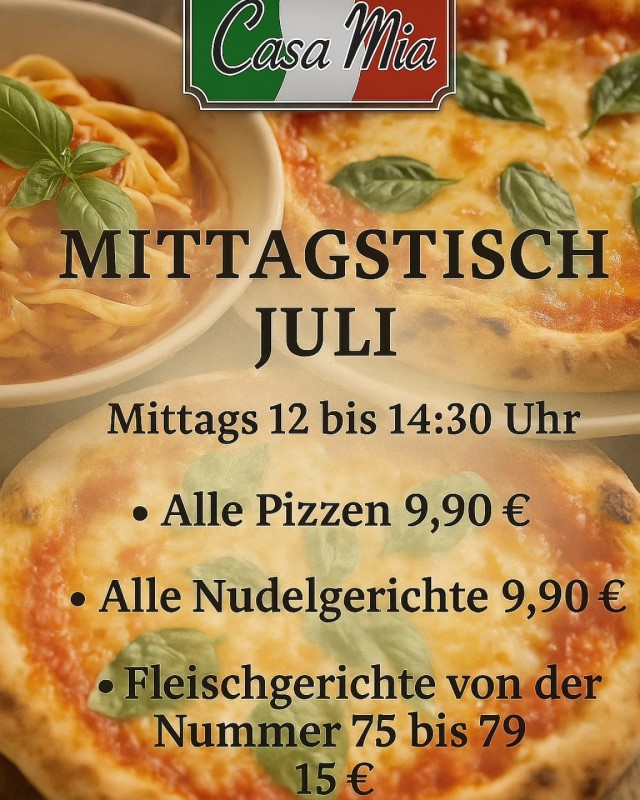 mittagstisch Casa Mia Restaurant Pizzeria